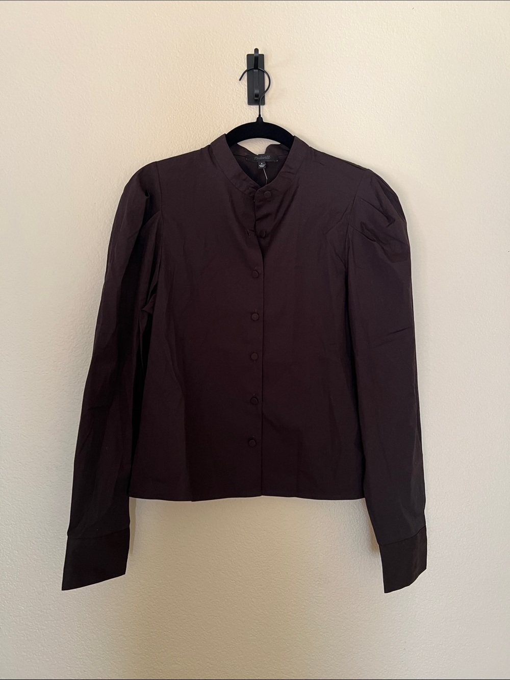 Women's Button-Front Long Sleeve Top - Dark Brown